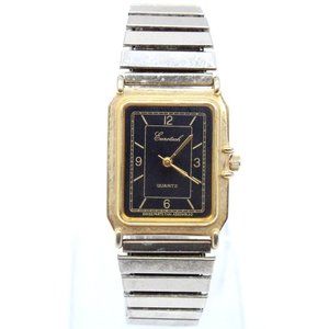 Vintage Eurotech Watch Mens Gold Tone Stainless Steel Black Dial Swiss Parts
